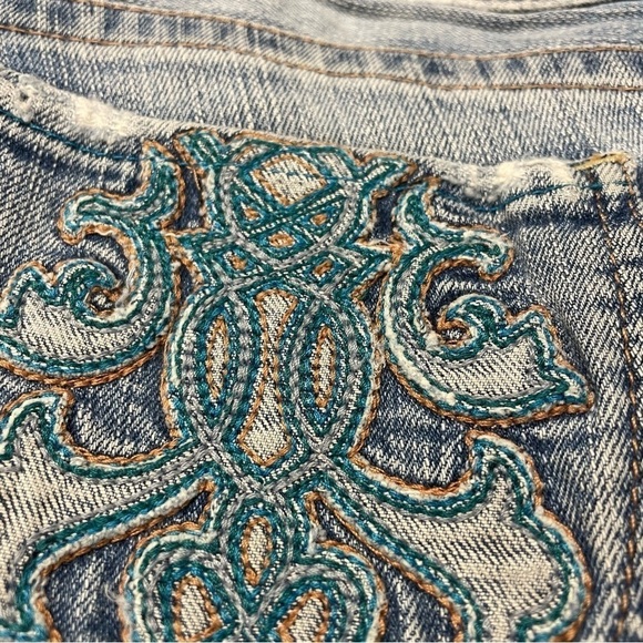Guess Vintage Daredevil Flare Jeans Embroidery Size 29 - Picture 4 of 8